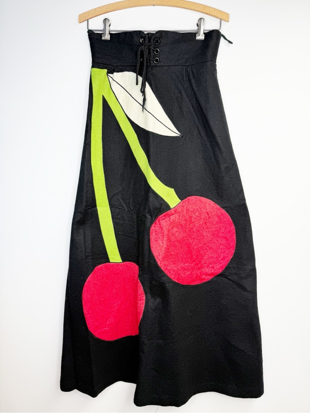 Vintage 1970’s Trivia by Charm of Hollywood Long Felt Skirt Black Bold Cherry